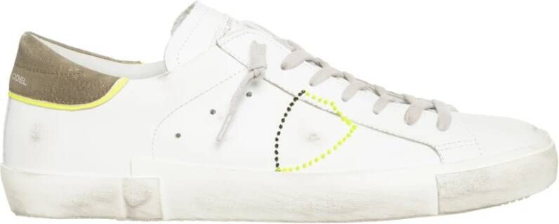 Philippe Model Witte lage top sneakers met verontrustende details White Heren