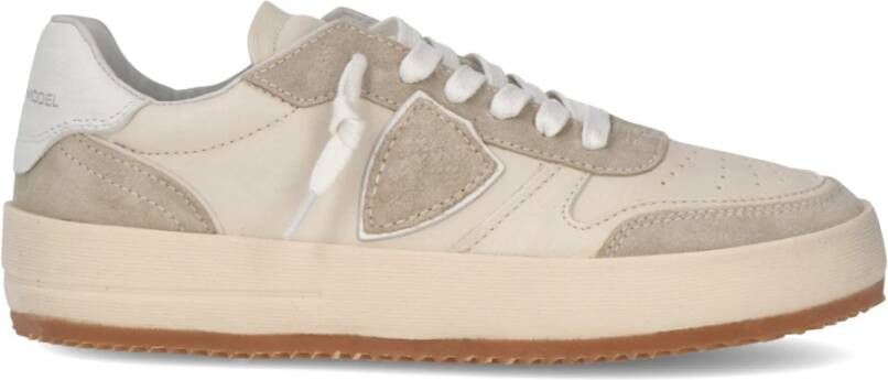 Philippe Model Vintage Basketbal Geïnspireerde Melk Sneakers Beige Dames