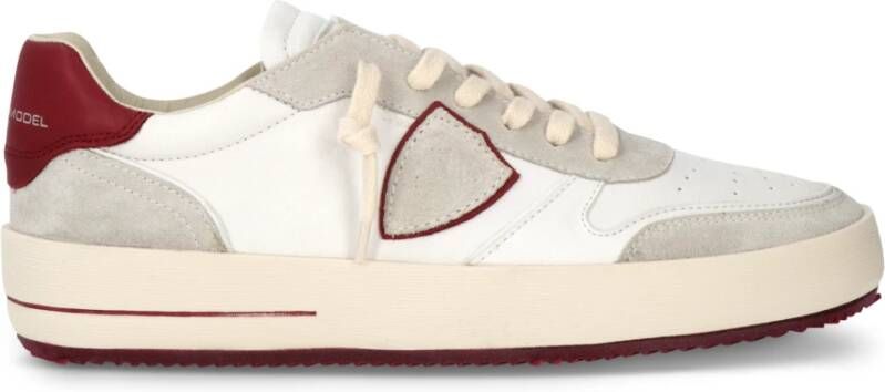 Philippe Model Vintage Basketbal Geïnspireerde Sneakers Wit Bordeaux White Heren