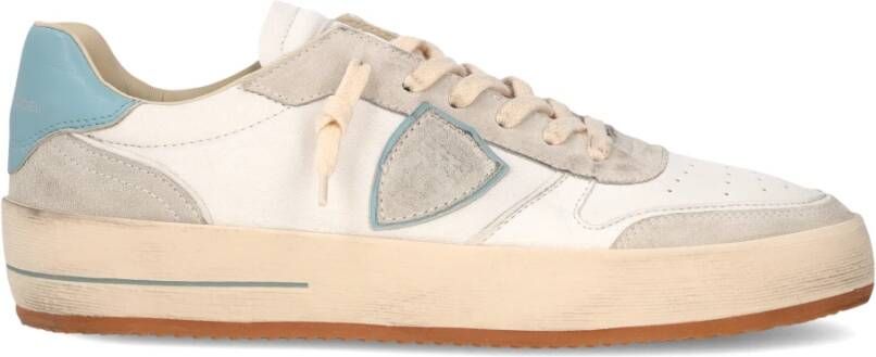 Philippe Model Vintage Basketbal Geïnspireerde Sneakers Wit Lichtblauw White Heren