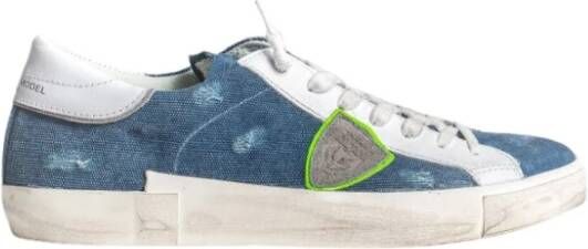 Philippe Model Vintage Blauw Wit Sneakers Blue Heren