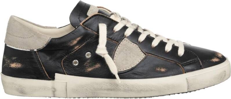 Philippe Model Vintage Distressed Sneakers Black Heren