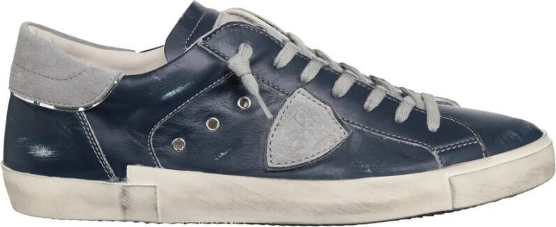 Philippe Model Vintage Distressed Sneakers Blue Heren