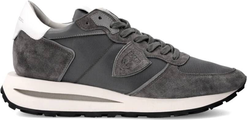 Philippe Model Vintage-geïnspireerde Sneakers Antraciet Grijs Gray Heren