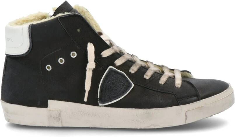 Philippe Model Zwarte High Top Sneakers met Distressed Details Black