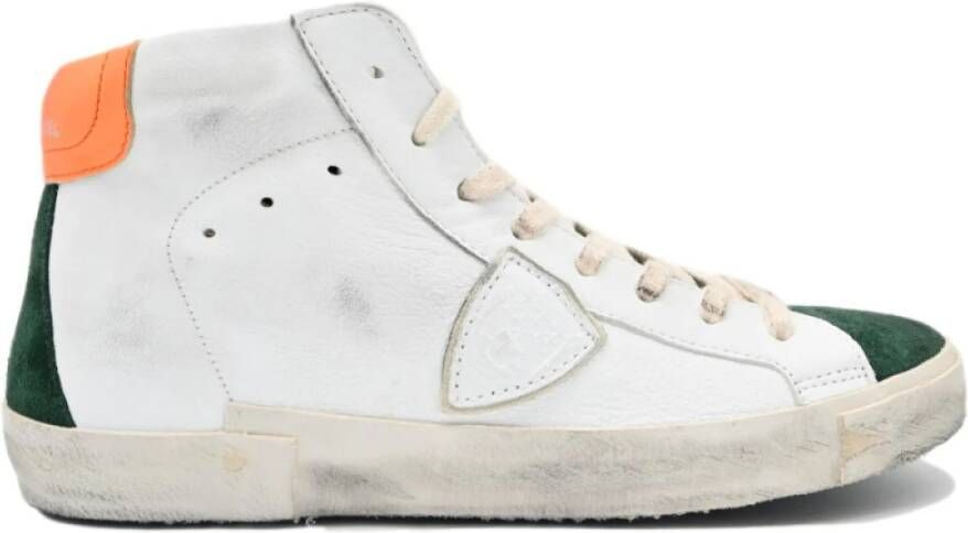 Philippe Model Vintage Hoge Sneakers Wit Groen White Heren