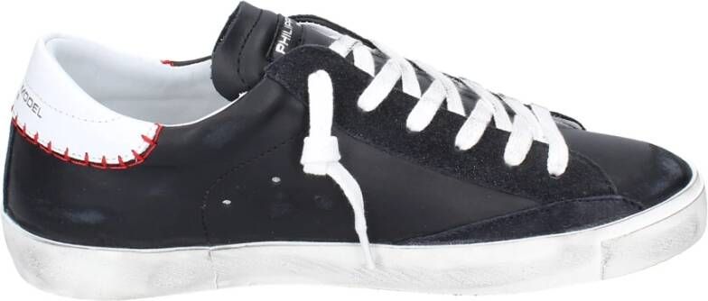 Philippe Model Paris X Leren Sneakers in Zwart en Rood Black Heren