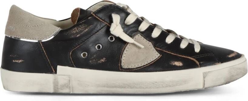 Philippe Model Vintage Leren Sneakers Black Heren