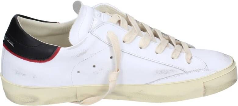 Philippe Model Vintage Leren Sneakers voor Mannen White Heren