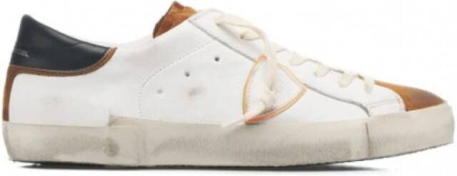 Philippe Model Vintage Leren Sneakers voor Mannen White Heren