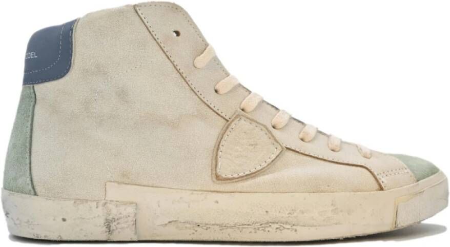 Philippe Model Vintage Militaire Hoge Top Sneakers Beige Heren