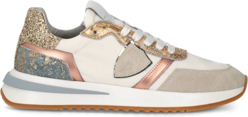 Philippe Model Vintage Style Running Sneakers Wit Goud Multicolor Dames