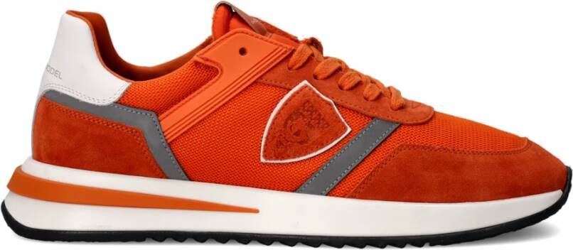 Philippe Model Vintage Style Sneakers Orange Mesh Suede Orange Heren