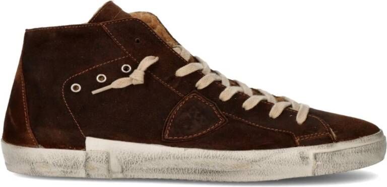 Philippe Model Vintage suède sneakers met teddy voering Brown Heren