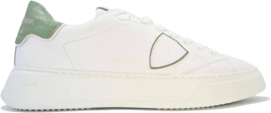 Philippe Model Vintage Temple Low Sneakers in Wit Groen White Heren