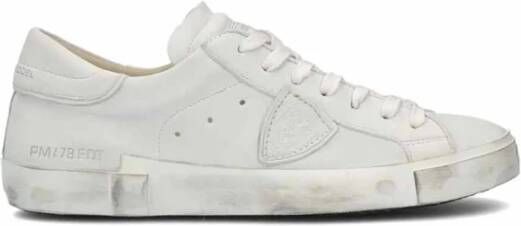 Philippe Model Vintage Witte Leren Sneakers White Heren