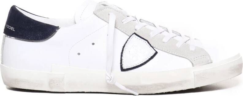 Philippe Model Wit Blauw Lage Kalfsleren Sneakers White Heren