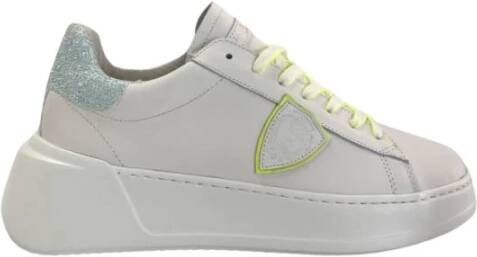 Philippe Model Wit Geel Glitter Sneakers Gray Dames