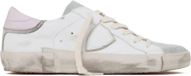 Philippe Model Wit Roze Logo Patch Sneakers White Dames