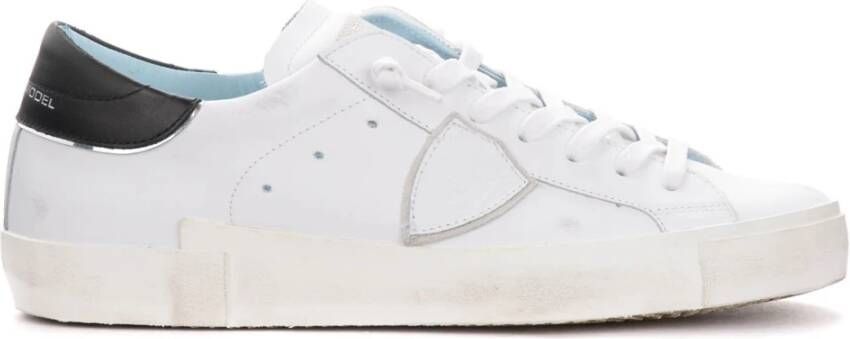 Philippe Model Witte lage top sneakers met verontrustende details White Heren