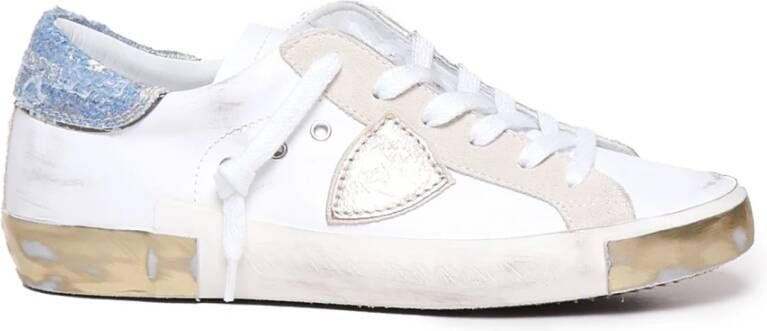 Philippe Model Witte Denim Leren Sneakers White Dames