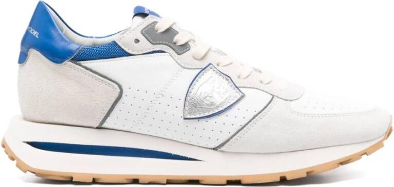 Philippe Model Witte en Blauwe Rubberen Sneaker Multicolor Heren