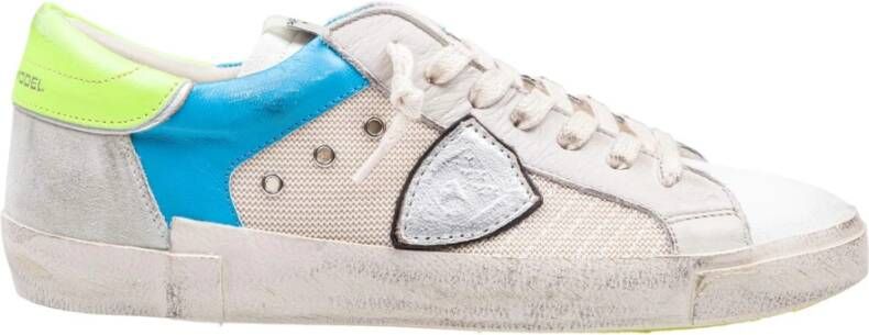 Philippe Model Witte en gele sneakers van leer Multicolor Heren