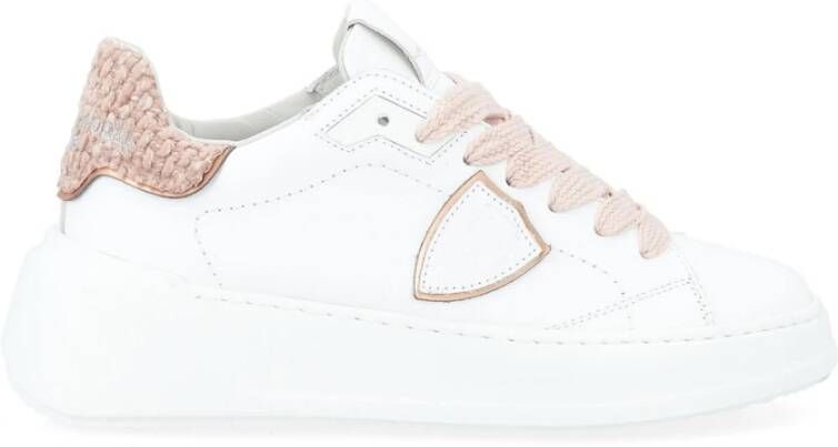 Philippe Model Witte en roze geweven sneaker White Dames