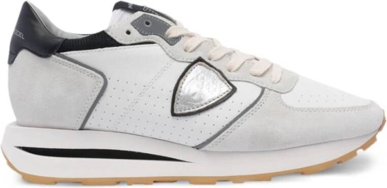 Philippe Model Witte en Zwarte Leren Sneaker Gray Heren