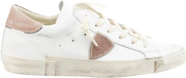 Philippe Model Witte Lage Sneakers van Leer voor Dames Wit Dames