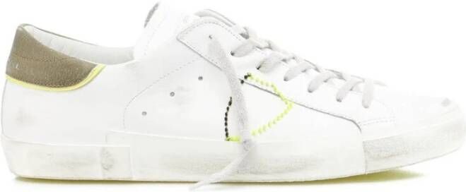 Philippe Model Witte lage top sneakers met verontrustende details White Heren