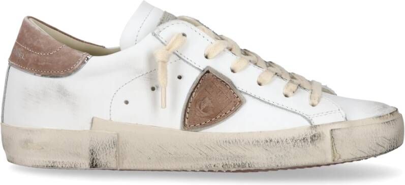 Philippe Model Witte Lage Sneakers van Leer voor Dames White Dames