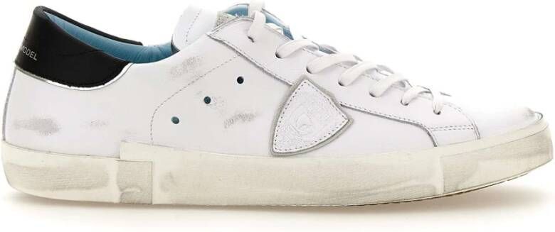 Philippe Model Witte lage top sneakers met verontrustende details White Heren