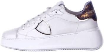 Philippe Model Sneakers van kalfsleer met metallic hiel White Dames