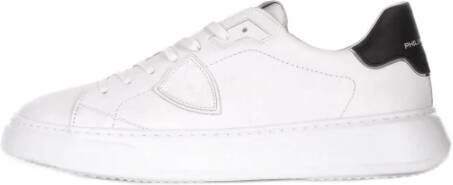 Philippe Model Witte Leren Sneakers Logo Rubberen Zool White Heren