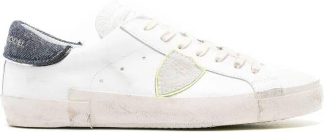 Philippe Model Witte leren sneakers met gebarsten effect White Heren