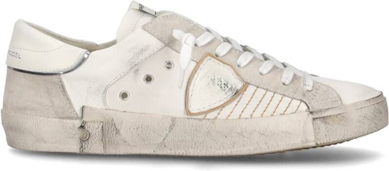 Philippe Model Witte leren sneakers met gebruikt effect White Heren