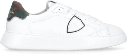 Philippe Model Witte Leren Sneakers met Logodetails White Heren