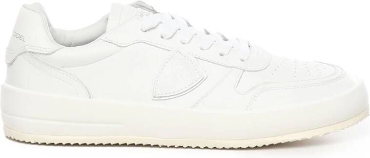 Philippe Model Witte Leren Sneakers met Perforaties White Heren