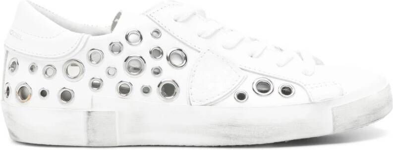 Philippe Model Witte Leren Sneakers Vintage Stijl White Dames