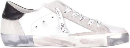 Philippe Model Witte leren sneakers voor dames met suède details Wit Dames