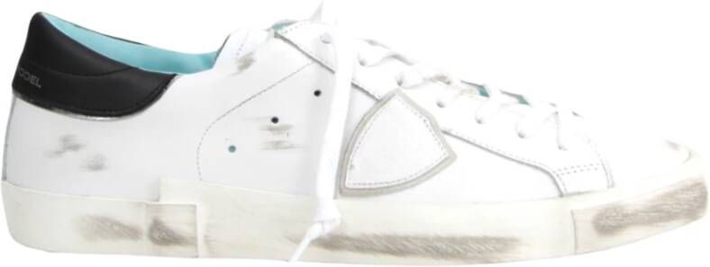 Philippe Model Witte lage top sneakers met verontrustende details White Heren