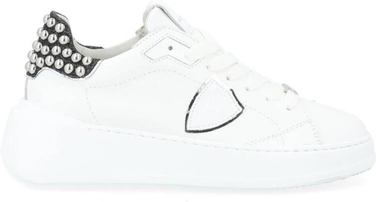 Philippe Model Witte Leren Studded Sneaker White Dames