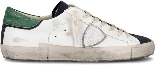 Philippe Model Witte Leren Veterschoenen met Vintage Rubberen Zool White Dames