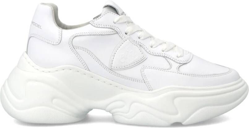 Philippe Model Logo Sneakers met Leren Bovenwerk en Rubberen Zool White Dames