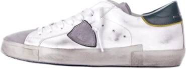 Philippe Model Witte Sneakers Logo Suède Rubberen Zool White Heren