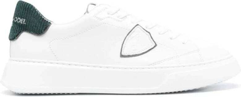 Philippe Model Witte Sneakers met Groene Velvet Detail White Heren