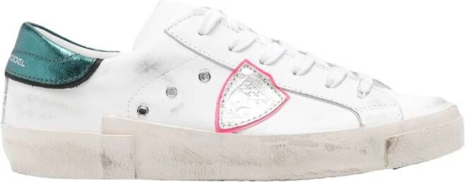 Philippe Model Witte Sneakers met Petroleumkleurige Topper White Dames