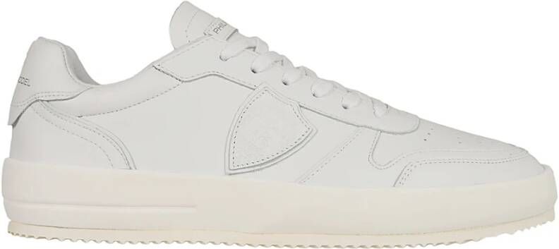 Philippe Model Witte Sneakers Paneelontwerp Ronde Neus White Heren