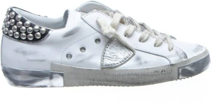 Philippe Model Straat Stijl Leren Sneakers met Metalen Accenten White